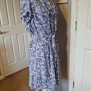 MSK Navy and White Patterned Midi Dress